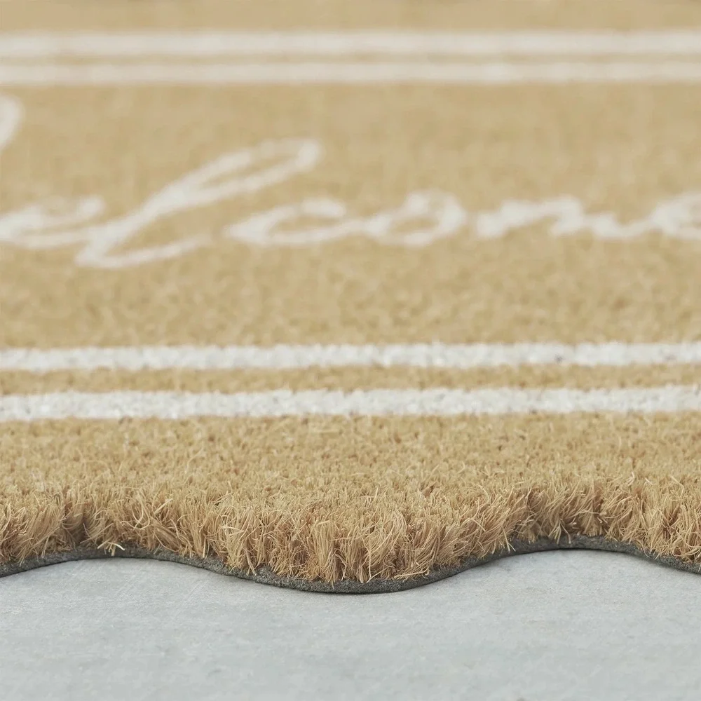My Texas House Welcome Natural Scallop Edge & Border Outdoor Coir Doormat 18x30